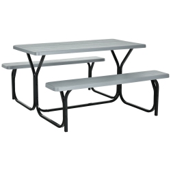 TOPBUY Patiojoy Outdoor Picnic Table Bench Set Patio Camping Table W/steel Frame & Wood Texture Tabletop for Garden