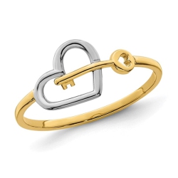 GEM AND HARMONY 14K Gold Key And Heart Ring In Yellow