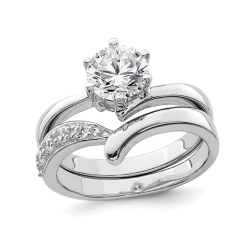GEM AND HARMONY Sterling Engagement Bridal Wedding Ring Set With Cubic Zirconia (Cz) (Cz) In Silver