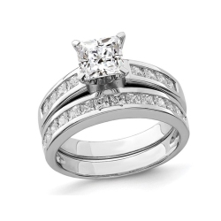 GEM AND HARMONY Sterling Engagement Bridal Wedding Ring Set With Cubic Zirconia (Cz) (Cz) In Silver