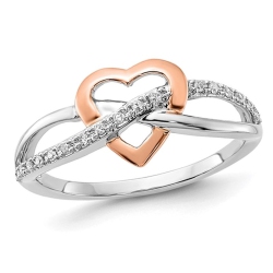 GEM AND HARMONY 1/12 Carat (Ctw) Diamond Heart Promise Ring In 10K Gold In White