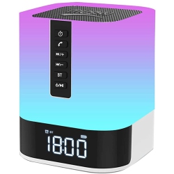 AXGEAR Night Lights Bluetooth Speaker With Alarm Clock Wireless Touch Sensor Bedside Lamp -