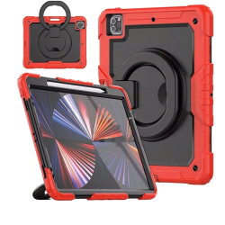 CSMART 【】 Shockproof Rugged Defender Case With Rotate Stand for Ipad Air 4 5 4Th 5Th Gen. / Pro 11" 1St 2Nd 3Rd Gen. In Red