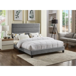 INFINITE IMPORTS - Stella Queen Platform Bed (Grey Velvet)