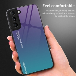 RIVIERA Scratch Resistant Gradient Color Phone Case Anti-Fall Tempered Glass Case for Samsung Galaxy S22 -Purple In Green