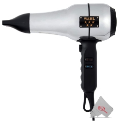 WAHL Professional 5-Star Series Ionic Retro-Chrome Design Barber Hair Dryer #05054 With 2 Concentrator Nozzles