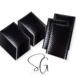 SHIPPING GODDESS 7.5" X 11" #1 Metallic Foil Glamour Bubble Mailers/25 Pack In Black