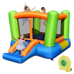 GYMAX Inflatable Bounce House Kids Jumping Playhouse Indoor & Outdoor With 480W Blower