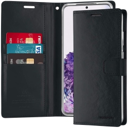 GOOSPERY Topsave Bluemoon Card Slot W/magnetic Clip Leather Folio Wallet Flip for Samsung Galaxy A33 5G In Navy Blue