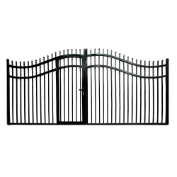 ALEKO ® Dgp16Vienna Vienna Style 16' Steel Dual Swinging Driveway Gate With Pedestrian Gate