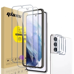 NAVOR Tempered Glass Screen Protector & Camera Lens Protector HD Clear Case for Samsung Galaxy S22 5G 6.1 Inch \w Install Frame - 2 Screen