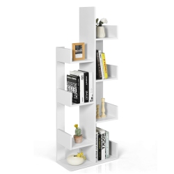 TOPBUY 8-Tier Modern Bookshelf Anti-Fall Tree Bookcase Storage Rack Suitable for Home & Office Brown/white/black