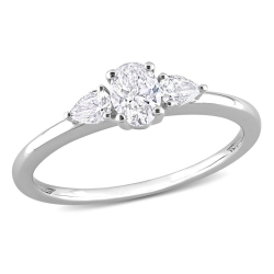GEM AND HARMONY 1/2 Carat (Ctw H-I, I1-I2) Three-Stone Diamond Engagement Ring In 14K Gold In White