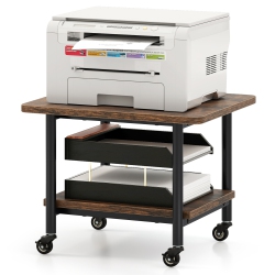 TOPBUY 2-Tier Rolling Under Desk Printer Cart With 2 Storage Shelves Printer Stand for Home Office