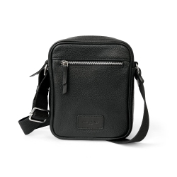 CLUB ROCHELIER Unisex Leather Top Zipper Crossbody Bag In Black