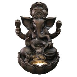 HI-LINE GIFT LTD 35In Ganesha Sculptural Fountain With Warm Leds In White