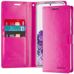 GOOSPERY Topsave Bluemoon Card Slot W/magnetic Clip Leather Folio Wallet Flip for Samsung Galaxy A33 5G, Hot In Pink