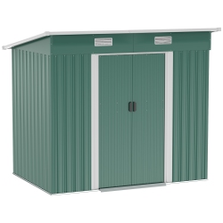 OUTSUNNY 7'x 4' Outdoor Storage Shed, Metal Garden Shed With Lockable Double Doors, Foundation Kit And Vents for Patio Backyard Tool Storage In Green