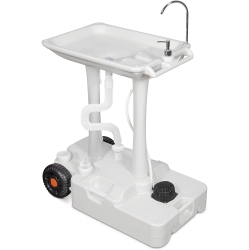 HIKE CREW Xl Portable Outdoor Foot Pump Camping Sink – Collapsible Hand Wash Basin W/ 7 Gallon (30L) Water Tank, Wheels, Soap Dispenser, Gooseneck