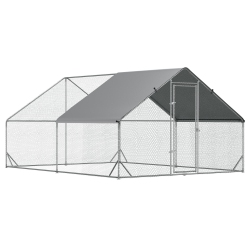 PAWHUT Metal Chicken Coop, Walk-In Large Chicken Run, Poultry Cage for 8-12 Hen, Duck, Rabbit \w Water- And Uv-Protection Cover, for Backyard