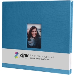 ZINK Cloth Covered Scrapbook 8X8” Photo Album W/front Picture Window In Blue