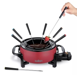 SALTON - Electric Fondue Set With 2.8 Liter Non-Stick Bowl, 1000W In Red