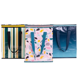 PLANET E Reusable Grocery Shopping Bags – Colorful Collapsible Insulated Zippered Coolers (Pack Of 3)