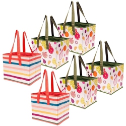 PLANET E Reusable Grocery Shopping Box Bags - Premium Quality Heavy Duty Tote Set With Reinforced Bottom