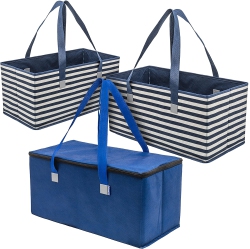 PLANET E Reusable Foldable Washable Grocery Shopping Bags With Reinforced Bottoms