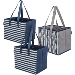 PLANET E Reusable Foldable Washable Grocery Shopping Bags With Reinforced Bottoms