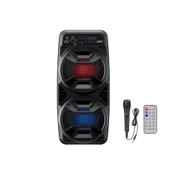 HAVIT Sq117Bt Portable Bluetooth Led Lighting 6.5 Inch X2 Speaker, 10W X2 With Microphone & Remote_Black
