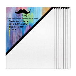 MOUSTACHE Students, Beginners, Professionals Painting Stretched Blank Canvas, White, 100% Cotton, 8/pack - ® - 8" X 10