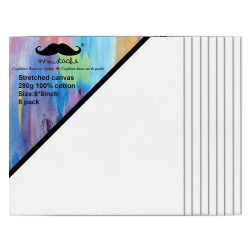 MOUSTACHE Students, Beginners, Professionals Painting Art Stretched Blank Canvas, White, 100% Cotton, 8/pack - ® - 8" X 8