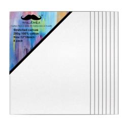 MOUSTACHE Students, Beginners, Professionals Painting Stretched Blank Canvas, White, 100% Cotton, 8/pack - ® - 12" X 16