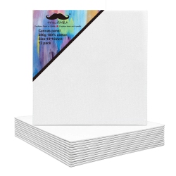 MOUSTACHE Students, Beginners Painting Blank Canvas Panels, Artist Canvas Boards for Painting, White, 12/pack - ® - 10" X 10