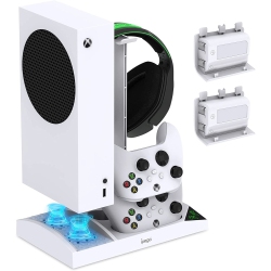 NAVOR Charger Stand With Cooling Fan for Xbox Series S Console, Charging Dock -White