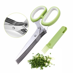 5 blade scissor Herb Scissors Set with Sheath & Brush for Kitchen Chopping Shear, Cutting