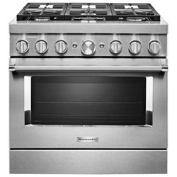 Cuisinière Biénergie Encastr Convection 36Po 6Brûleurs Kitchenaid -Inox -Boîte Ouverte -Parfait État