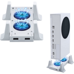 NAVOR Vertical Stand With Cooling Fan And for Xbox Series S Console Charging Station Dock With USB Charger Ports - (Only for Xbox Series S) In White