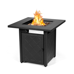 TOPBUY Patiojoy 28" Gas Fire Pit Table, 50, 000 Btu Auto-Ignition Propane Fire Pit Table, Outdoor Fire Table With Lid Suitable In Black