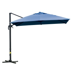 OUTSUNNY 10X10Ft Cantilever Umbrella \w 4 Adjustable Angle And Rotation, Square Top Market Parasol \w Aluminum Pole And Ribs for Backyard Patio