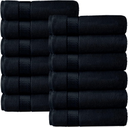 CANADIAN LINEN Luxury Washcloths Set, 12 Pieces Face Towels 12"x12" 475 Gsm Aegean Turkish Cotton Bathroom Towels Soft Absorbent Face Cloth