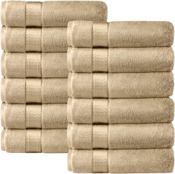 CANADIAN LINEN Luxury Washcloths Set, 12 Pieces Face Towels 12"x12" 475 Gsm Aegean Turkish Cotton Bathroom Towels Soft Absorbent Face Cloth