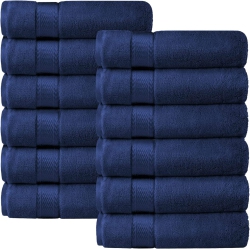 CANADIAN LINEN Luxury Washcloths Set, 12 Pieces Face Towels 12"x12" 475 Gsm Aegean Turkish Cotton Bathroom Towels Soft Absorbent Face Cloth