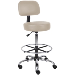 BOSS OFFICE PRODUCTS Adjustable Faux Leather Drafting Stool In In Beige