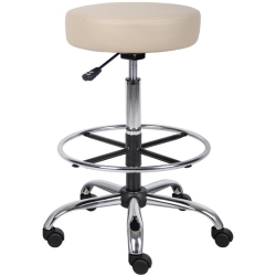 BOSS OFFICE PRODUCTS Adjustable Faux Leather Backless Drafting Stool In In Beige