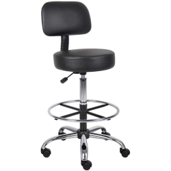 BOSS OFFICE PRODUCTS Adjustable Faux Leather Drafting Stool In In Black