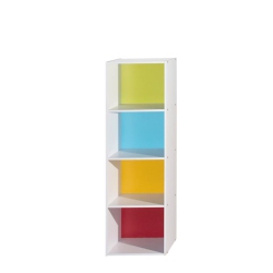 HODEDAH Four Shelf Multi-Purpose Wooden Bookcase In Multi-Color Finish