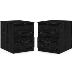 TVILUM CANADA 2 Piece Bedroom Set With Two 2 Drawer Nightstands In Wood In Black