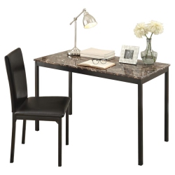 PEMBERLY ROW 48" Transitional Metal Writing Desk With Chair In Black/dark In Brown